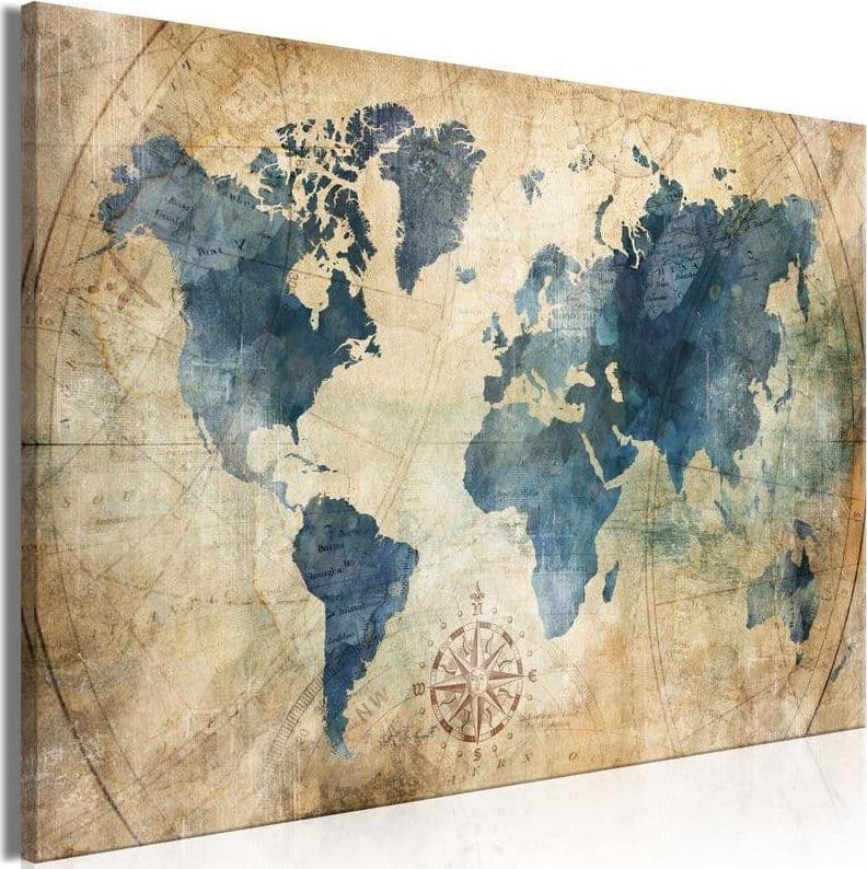 Quadro Retro Map (1 Part) Wide in Poster e stampe Collezione Casa - Trebisacce, commercioVirtuoso.it