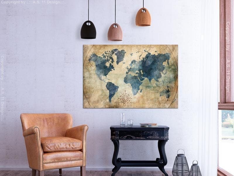 Quadro Retro Map (1 Part) Wide in Poster e stampe Collezione Casa - Trebisacce, commercioVirtuoso.it