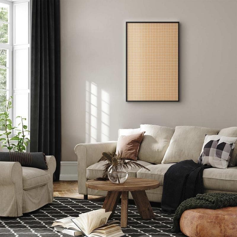 Poster - Lines and Noise - a wavy grid in shades of orange in Poster e stampe Collezione Casa - Trebisacce, commercioVirtuoso.it