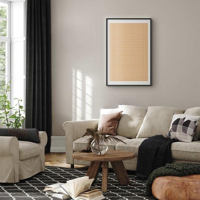 Poster - Lines and Noise - a wavy grid in shades of orange in Poster e stampe Collezione Casa - Trebisacce, commercioVirtuoso.it