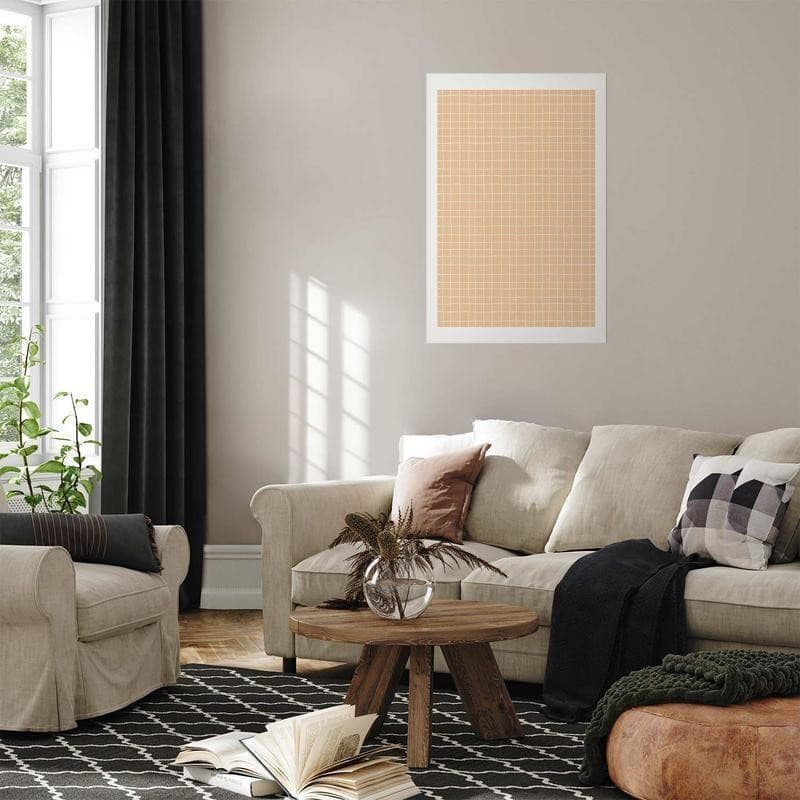 Poster - Lines and Noise - a wavy grid in shades of orange in Poster e stampe Collezione Casa - Trebisacce, commercioVirtuoso.it