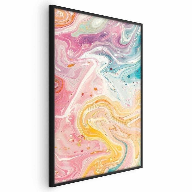 Poster - Colorful Chaos - dynamic shapes in shades of pink, yellow, and blue in Poster e stampe Collezione Casa - Trebisacce, commercioVirtuoso.it