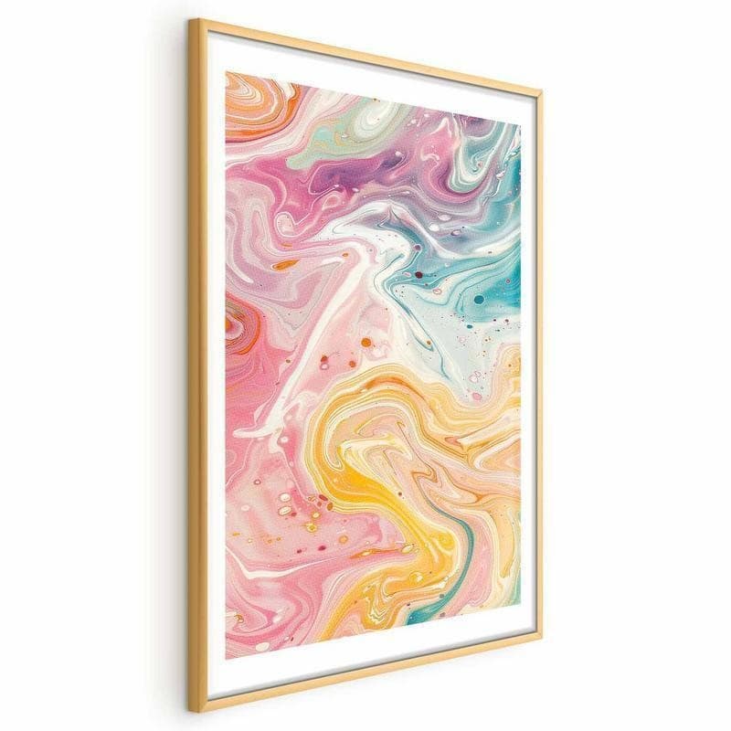 Poster - Colorful Chaos - dynamic shapes in shades of pink, yellow, and blue in Poster e stampe Collezione Casa - Trebisacce, commercioVirtuoso.it