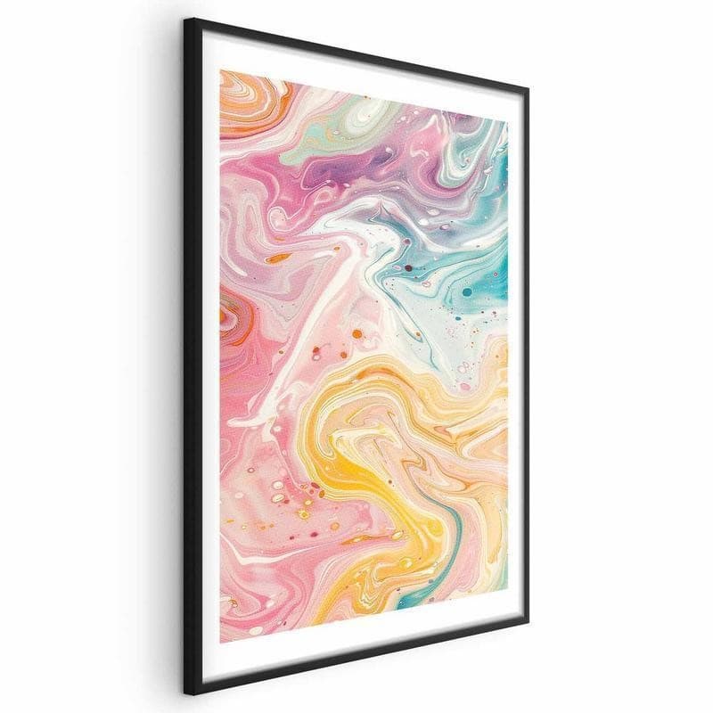 Poster - Colorful Chaos - dynamic shapes in shades of pink, yellow, and blue in Poster e stampe Collezione Casa - Trebisacce, commercioVirtuoso.it