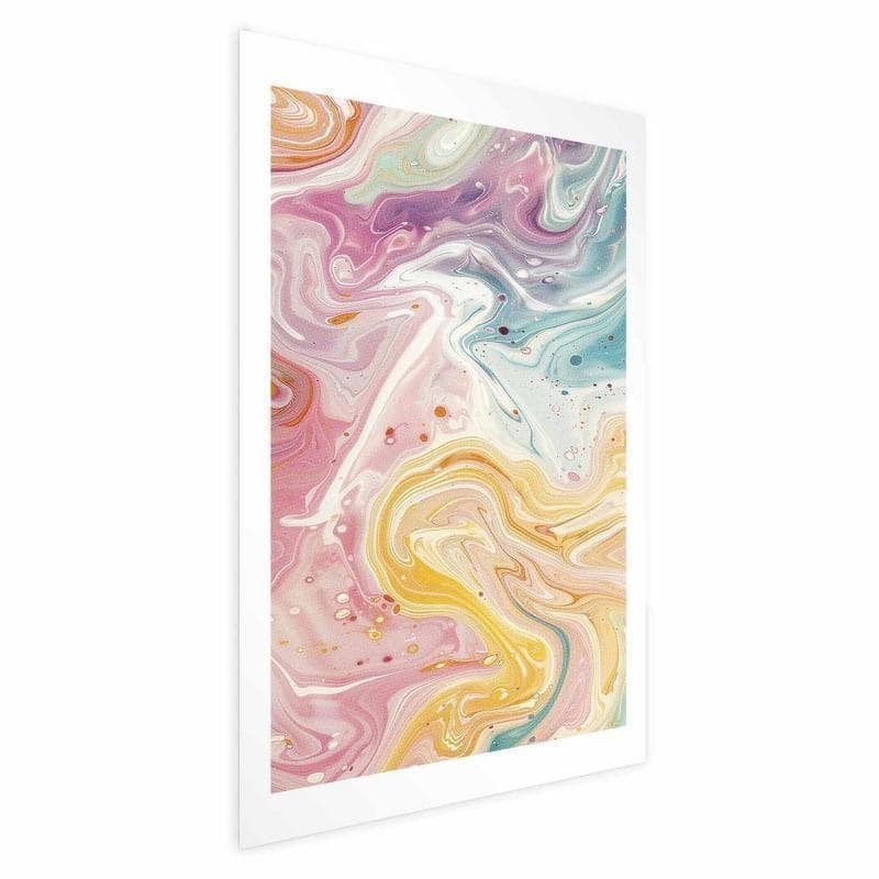 Poster - Colorful Chaos - dynamic shapes in shades of pink, yellow, and blue in Poster e stampe Collezione Casa - Trebisacce, commercioVirtuoso.it
