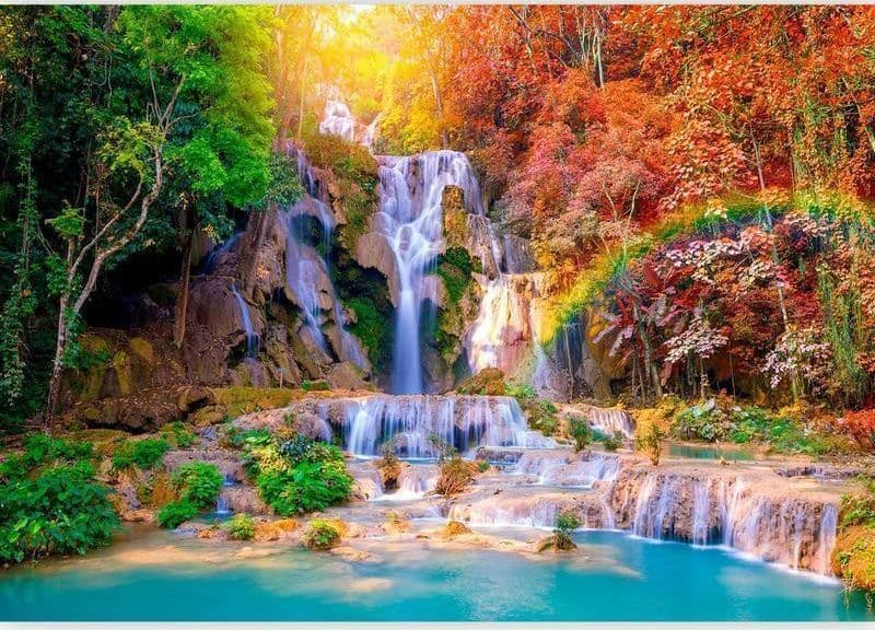 Fotomurale adesivo Tat Kuang Si Waterfalls in Carta da parati Collezione Casa - Trebisacce, commercioVirtuoso.it