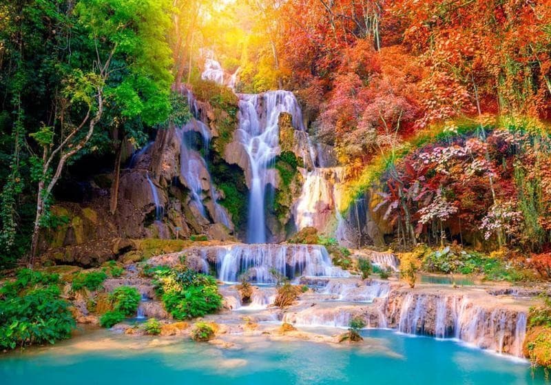 Fotomurale adesivo Tat Kuang Si Waterfalls in Carta da parati Collezione Casa - Trebisacce, commercioVirtuoso.it