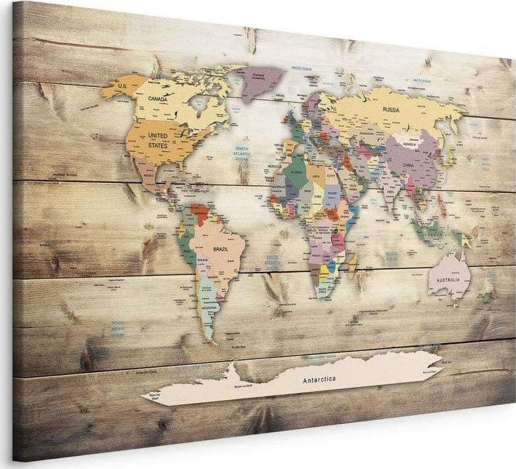 Quadro World Map: Colourful Continents in Mappe Collezione Casa - Trebisacce, commercioVirtuoso.it