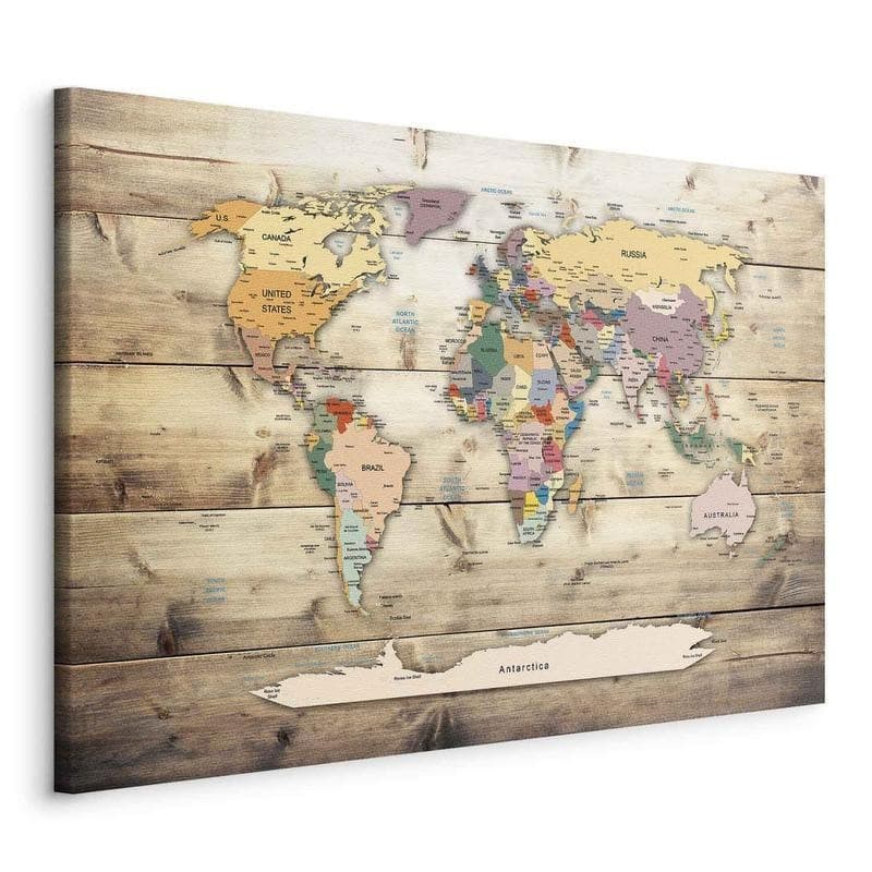 Quadro World Map: Colourful Continents in Mappe Collezione Casa - Trebisacce, commercioVirtuoso.it