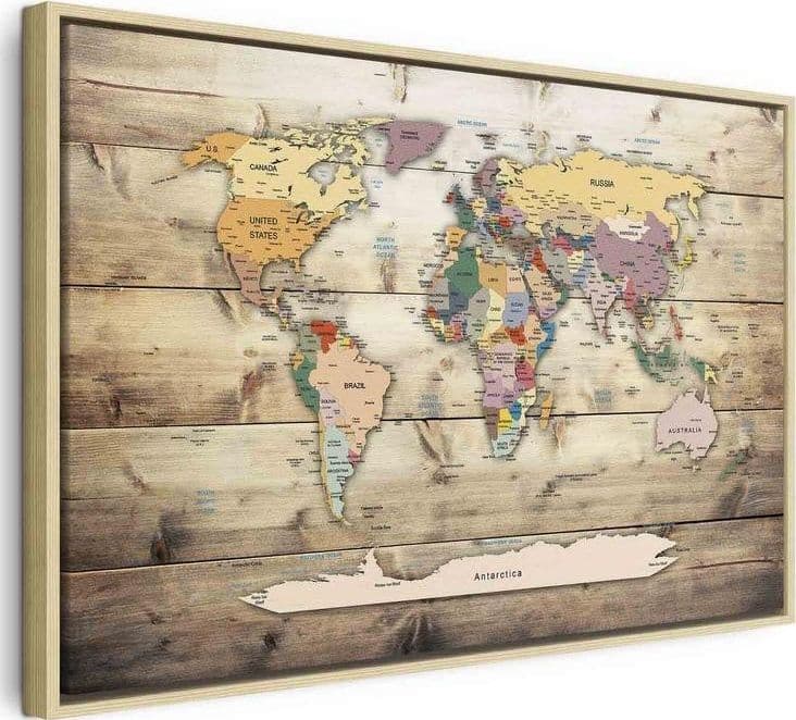 Quadro World Map: Colourful Continents in Mappe Collezione Casa - Trebisacce, commercioVirtuoso.it