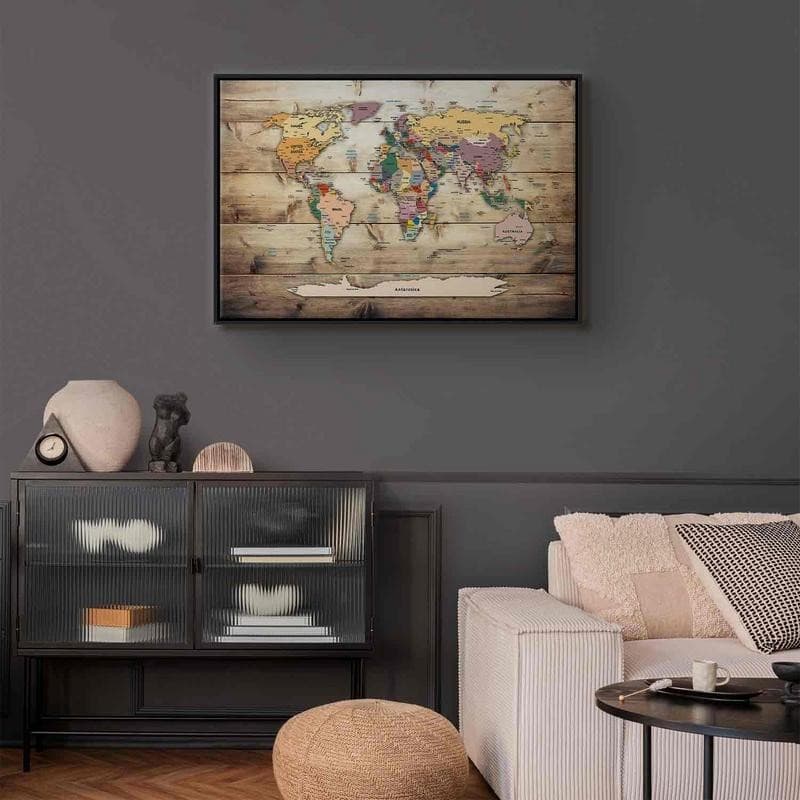 Quadro World Map: Colourful Continents in Mappe Collezione Casa - Trebisacce, commercioVirtuoso.it
