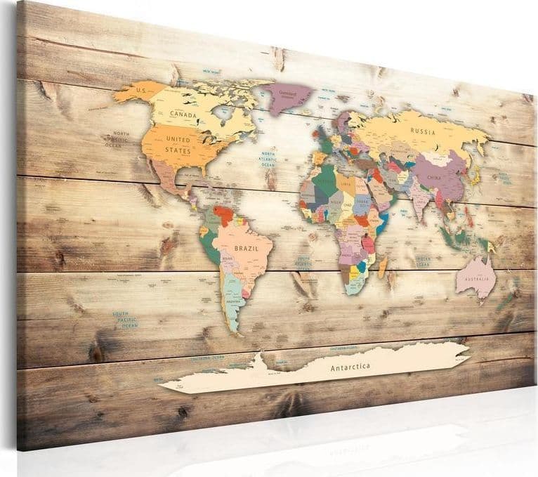 Quadro World Map: Colourful Continents in Mappe Collezione Casa - Trebisacce, commercioVirtuoso.it