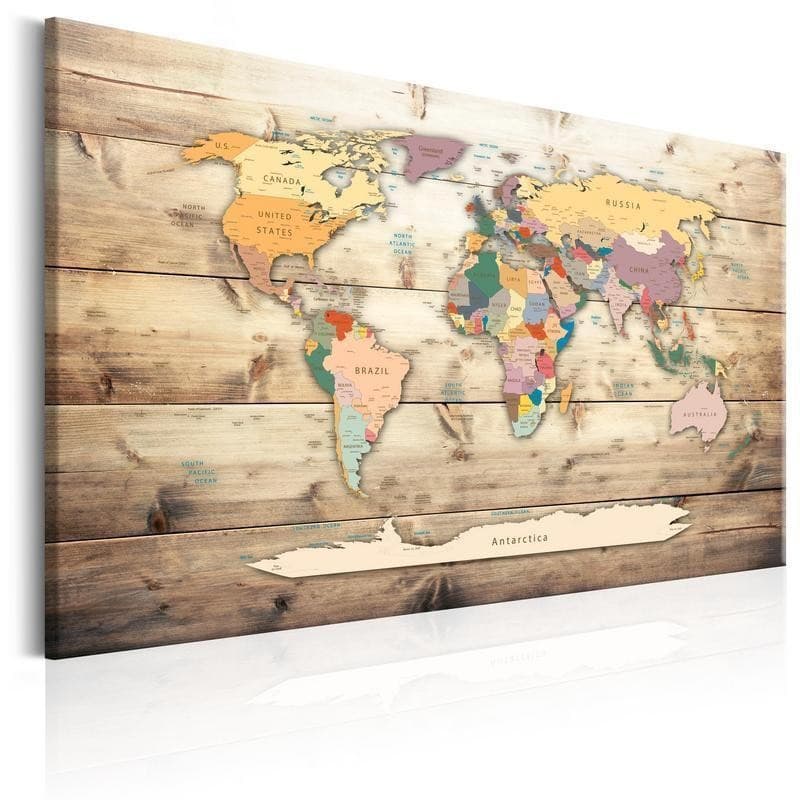 Quadro World Map: Colourful Continents in Mappe Collezione Casa - Trebisacce, commercioVirtuoso.it