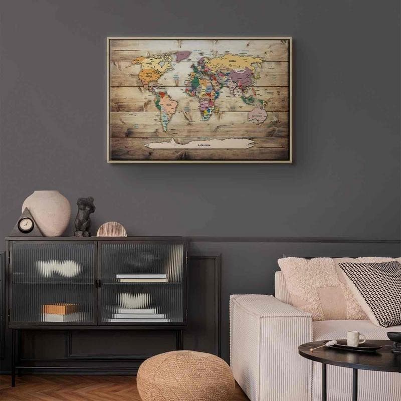 Quadro World Map: Colourful Continents in Mappe Collezione Casa - Trebisacce, commercioVirtuoso.it