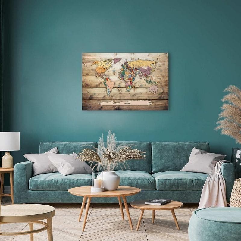 Quadro World Map: Colourful Continents in Mappe Collezione Casa - Trebisacce, commercioVirtuoso.it