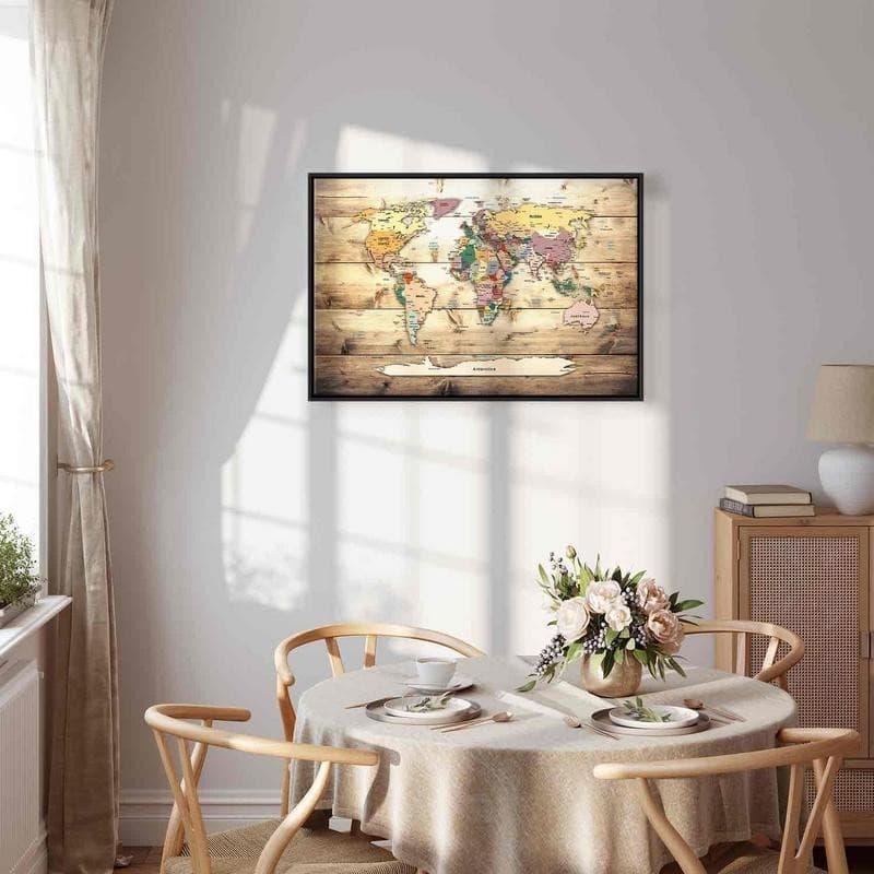 Quadro World Map: Colourful Continents in Mappe Collezione Casa - Trebisacce, commercioVirtuoso.it