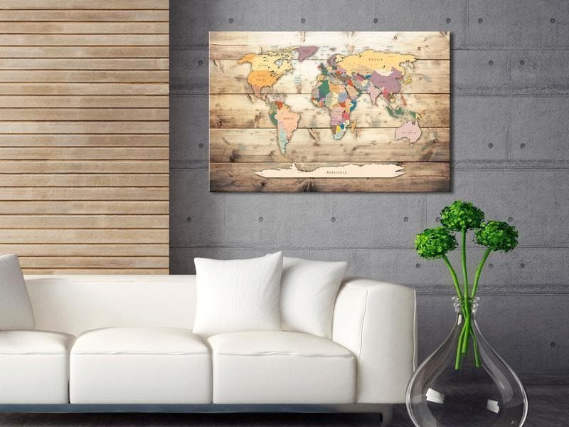 Quadro World Map: Colourful Continents in Mappe Collezione Casa - Trebisacce, commercioVirtuoso.it