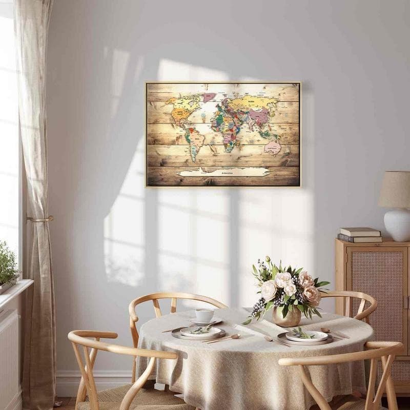 Quadro World Map: Colourful Continents in Mappe Collezione Casa - Trebisacce, commercioVirtuoso.it