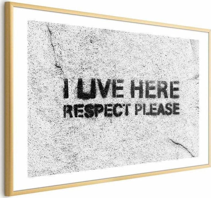 Poster - I Live Here, Respect Please in Targhe e cartelli Collezione Casa - Trebisacce, commercioVirtuoso.it