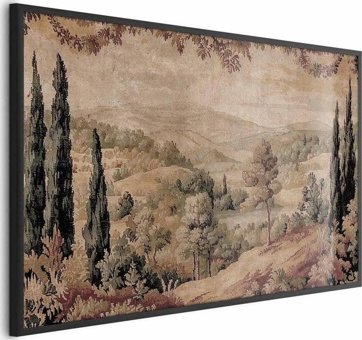Poster - Mediterranean Landscape - Old Tapestry with a Hill and Lake in Arazzi e tappezzeria Collezione Casa - Trebisacce, commercioVirtuoso.it