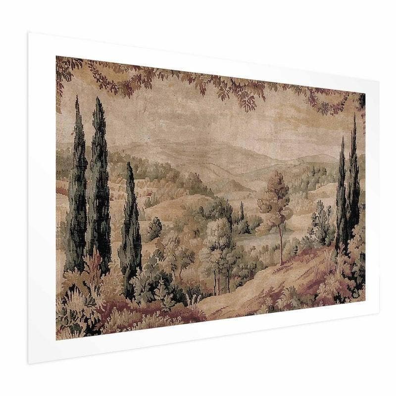 Poster - Mediterranean Landscape - Old Tapestry with a Hill and Lake in Arazzi e tappezzeria Collezione Casa - Trebisacce, commercioVirtuoso.it