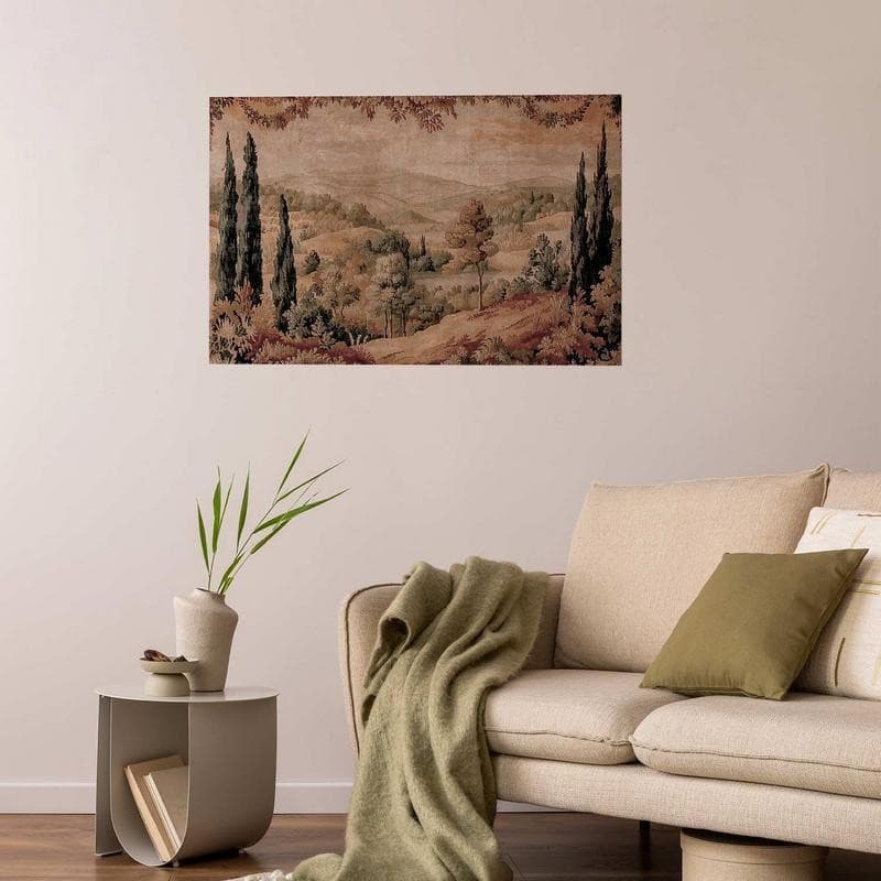Poster - Mediterranean Landscape - Old Tapestry with a Hill and Lake in Arazzi e tappezzeria Collezione Casa - Trebisacce, commercioVirtuoso.it
