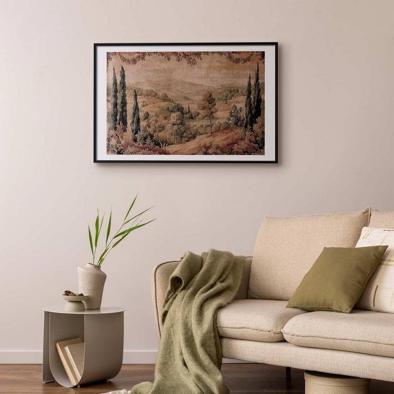 Poster - Mediterranean Landscape - Old Tapestry with a Hill and Lake in Arazzi e tappezzeria Collezione Casa - Trebisacce, commercioVirtuoso.it