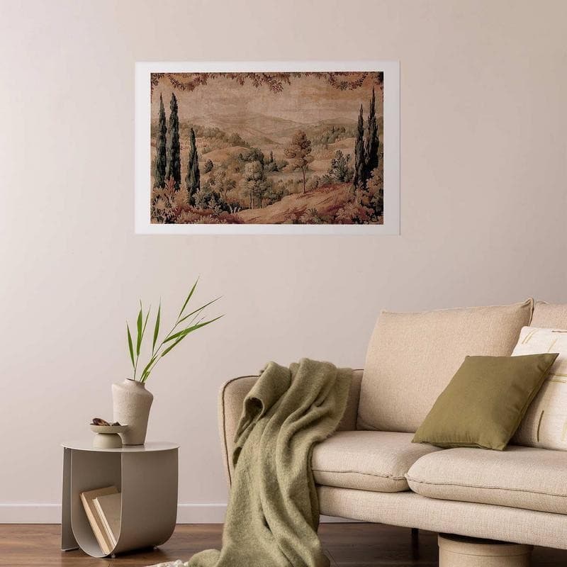 Poster - Mediterranean Landscape - Old Tapestry with a Hill and Lake in Arazzi e tappezzeria Collezione Casa - Trebisacce, commercioVirtuoso.it