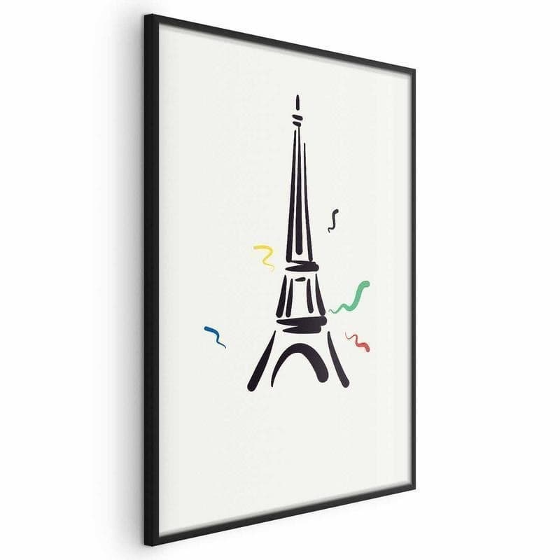Poster - Black Illustration of the Eiffel Tower on a Light Background in Poster e stampe Collezione Casa - Trebisacce, commercioVirtuoso.it