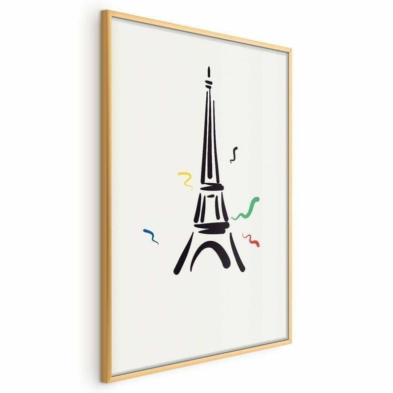 Poster - Black Illustration of the Eiffel Tower on a Light Background in Poster e stampe Collezione Casa - Trebisacce, commercioVirtuoso.it