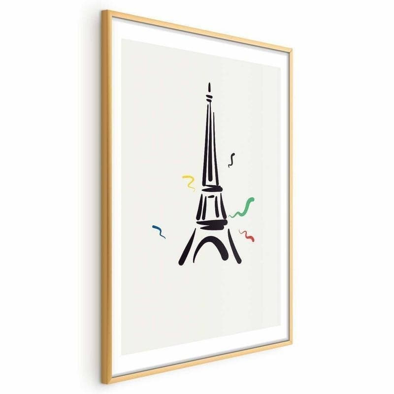 Poster - Black Illustration of the Eiffel Tower on a Light Background in Poster e stampe Collezione Casa - Trebisacce, commercioVirtuoso.it
