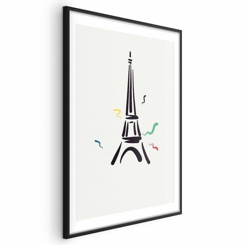 Poster - Black Illustration of the Eiffel Tower on a Light Background in Poster e stampe Collezione Casa - Trebisacce, commercioVirtuoso.it