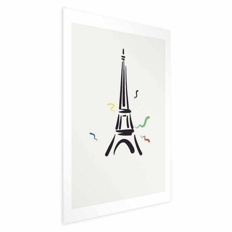 Poster - Black Illustration of the Eiffel Tower on a Light Background in Poster e stampe Collezione Casa - Trebisacce, commercioVirtuoso.it