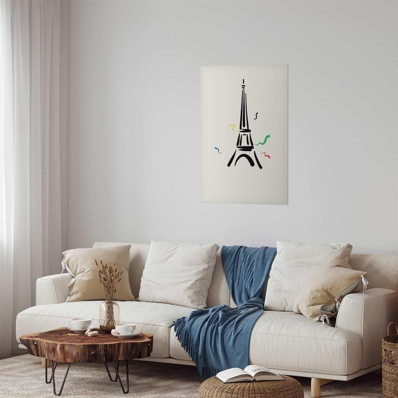 Poster - Black Illustration of the Eiffel Tower on a Light Background in Poster e stampe Collezione Casa - Trebisacce, commercioVirtuoso.it