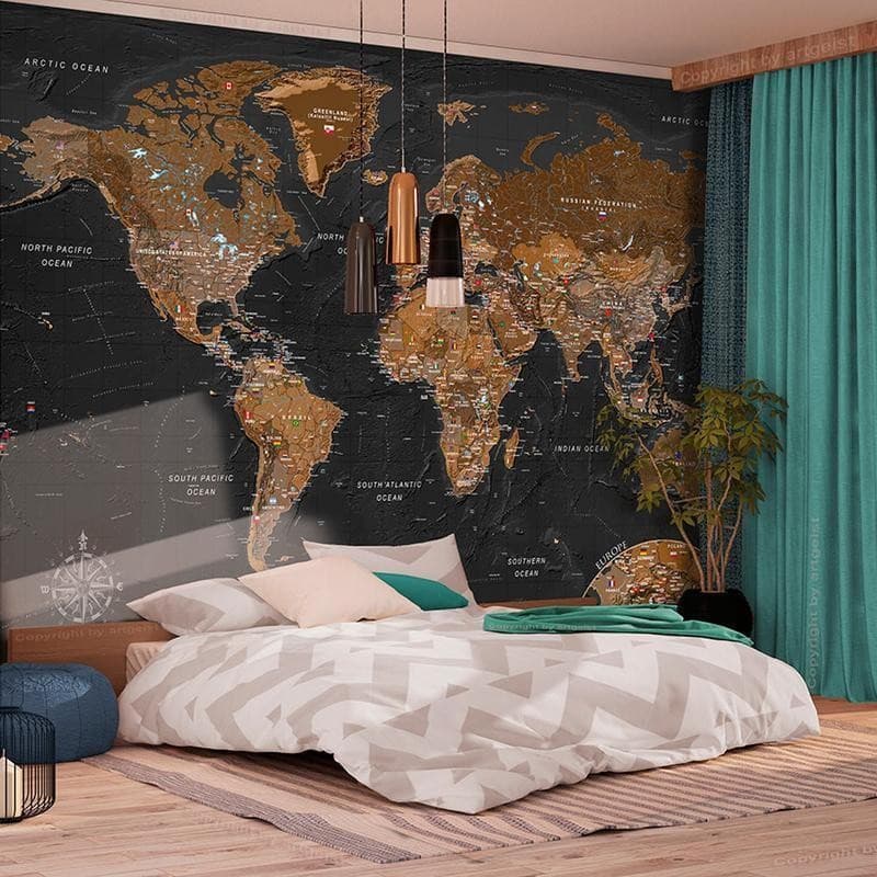 Fotomurale World: Stylish Map in Carta da parati Collezione Casa - Trebisacce, commercioVirtuoso.it