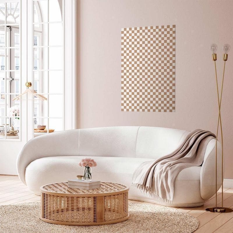 Poster - Geometry and Browns - a chessboard pattern in neutral shades in Poster e stampe Collezione Casa - Trebisacce, commercioVirtuoso.it