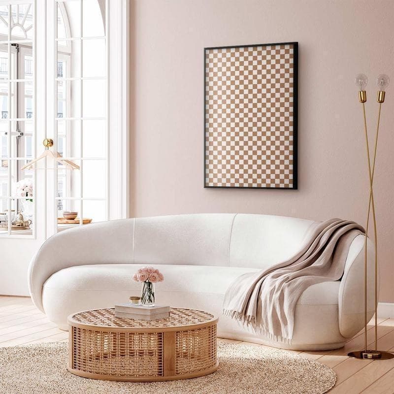 Poster - Geometry and Browns - a chessboard pattern in neutral shades in Poster e stampe Collezione Casa - Trebisacce, commercioVirtuoso.it