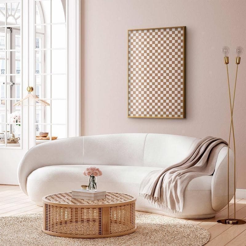 Poster - Geometry and Browns - a chessboard pattern in neutral shades in Poster e stampe Collezione Casa - Trebisacce, commercioVirtuoso.it