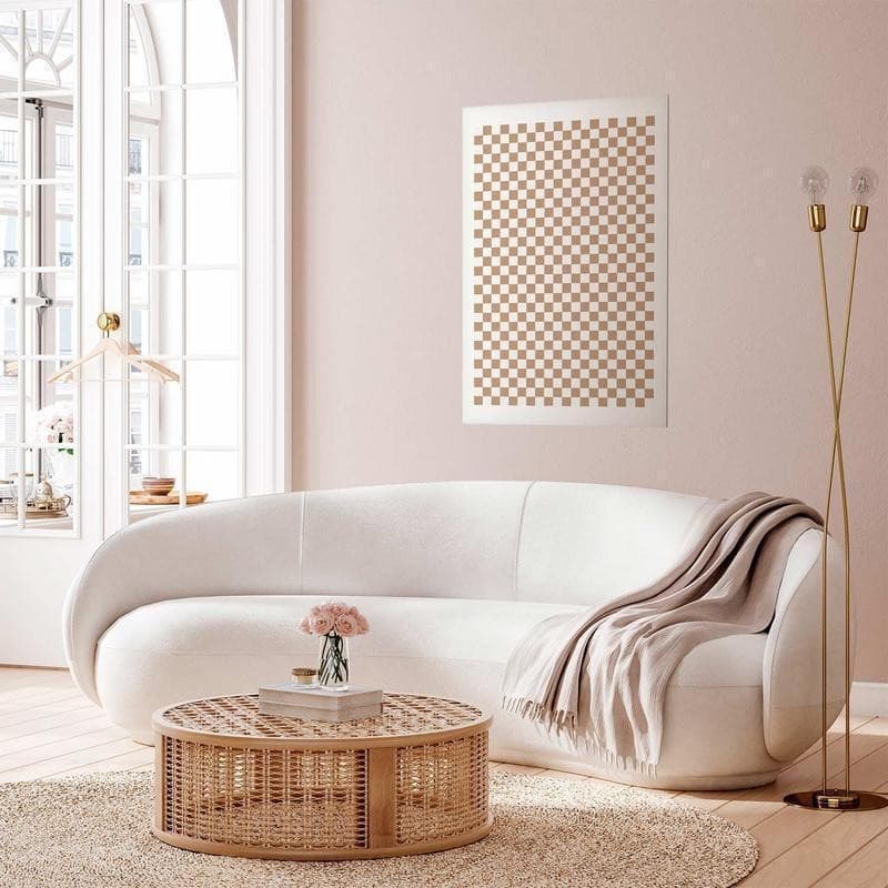Poster - Geometry and Browns - a chessboard pattern in neutral shades in Poster e stampe Collezione Casa - Trebisacce, commercioVirtuoso.it