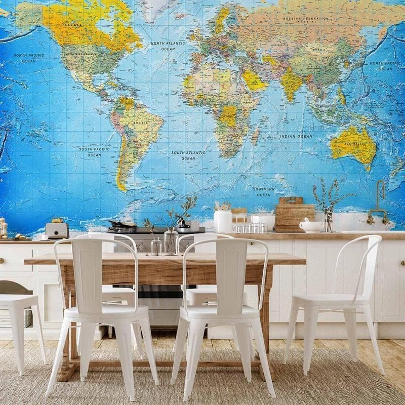 Fotomurale adesivo World Classic Map in Carta da parati Collezione Casa - Trebisacce, commercioVirtuoso.it