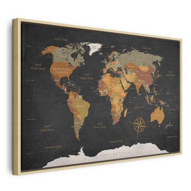 Quadro World Map: Secrets of the Earth in Mappe Collezione Casa - Trebisacce, commercioVirtuoso.it