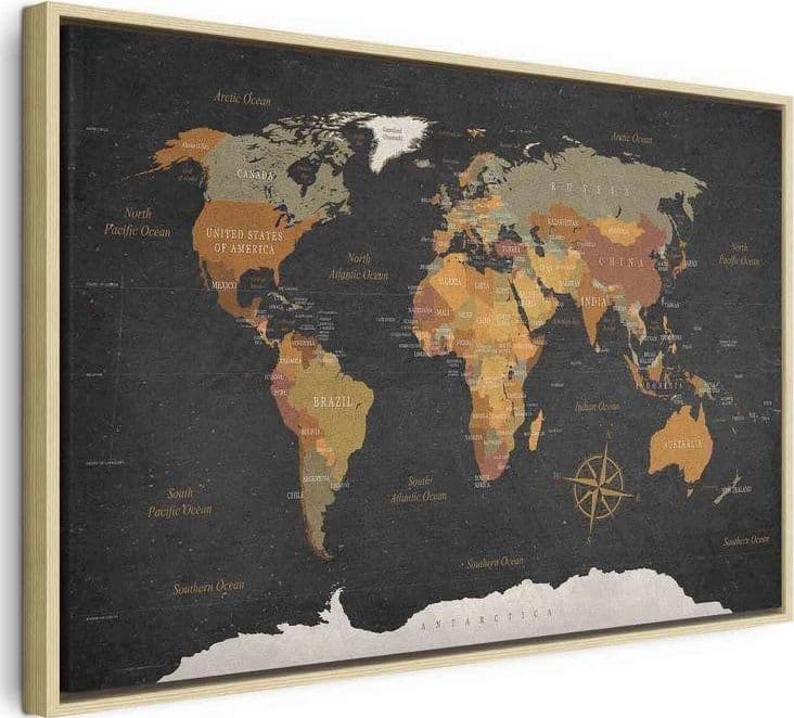 Quadro World Map: Secrets of the Earth in Mappe Collezione Casa - Trebisacce, commercioVirtuoso.it
