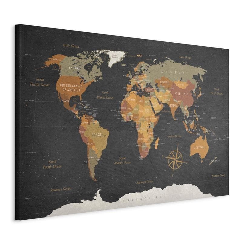 Quadro World Map: Secrets of the Earth in Mappe Collezione Casa - Trebisacce, commercioVirtuoso.it