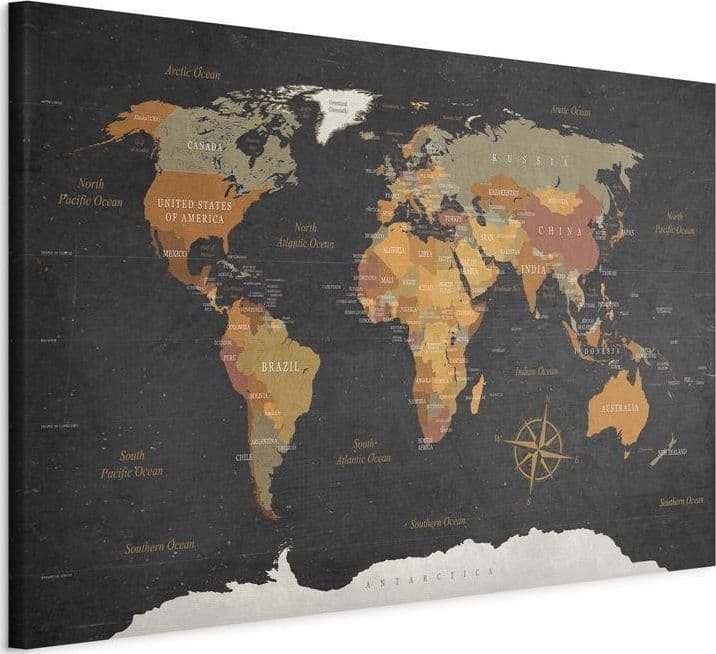 Quadro World Map: Secrets of the Earth in Mappe Collezione Casa - Trebisacce, commercioVirtuoso.it