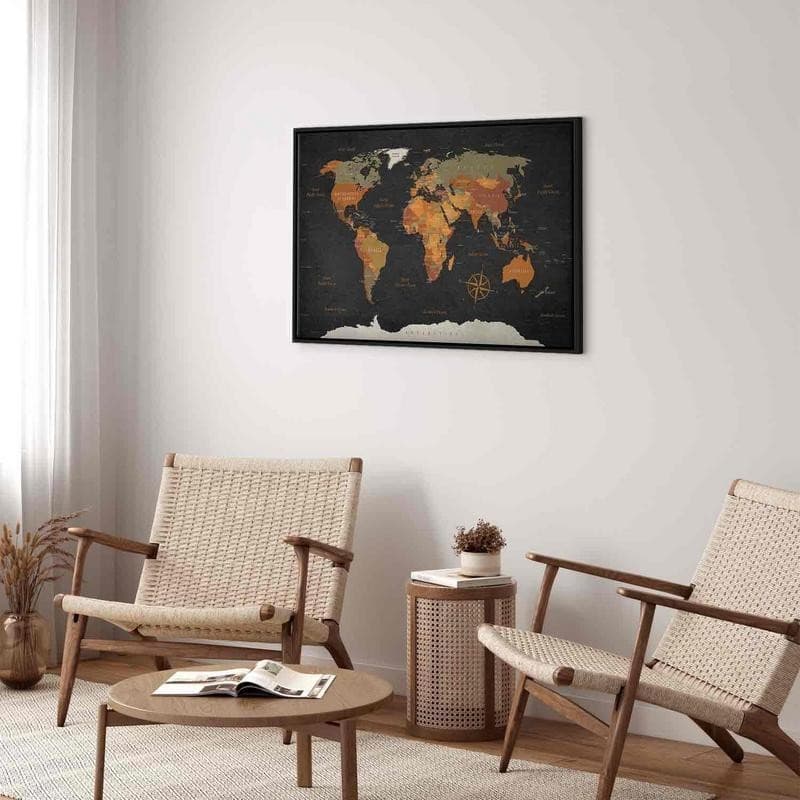 Quadro World Map: Secrets of the Earth in Mappe Collezione Casa - Trebisacce, commercioVirtuoso.it