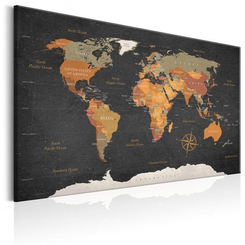 Quadro World Map: Secrets of the Earth in Mappe Collezione Casa - Trebisacce, commercioVirtuoso.it