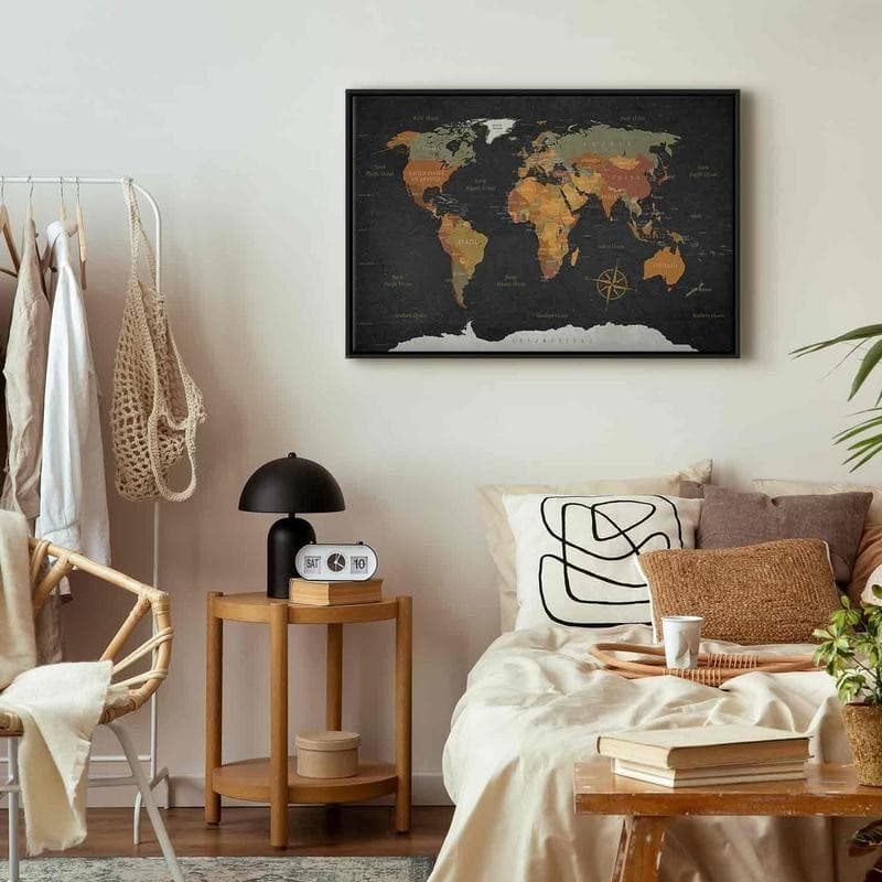 Quadro World Map: Secrets of the Earth in Mappe Collezione Casa - Trebisacce, commercioVirtuoso.it