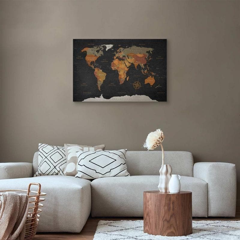 Quadro World Map: Secrets of the Earth in Mappe Collezione Casa - Trebisacce, commercioVirtuoso.it