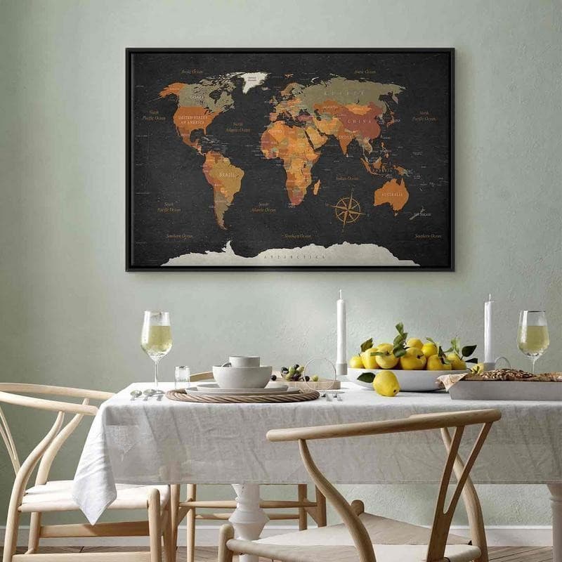 Quadro World Map: Secrets of the Earth in Mappe Collezione Casa - Trebisacce, commercioVirtuoso.it