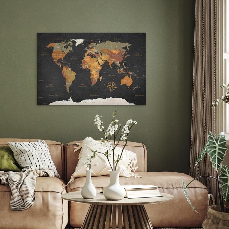 Quadro World Map: Secrets of the Earth in Mappe Collezione Casa - Trebisacce, commercioVirtuoso.it